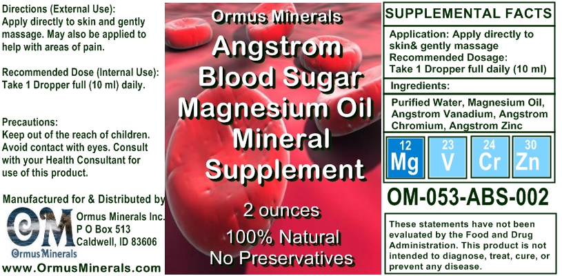 Angstrom Mineral Supplements Blood Sugar Support Mineral Supplement 2 oz