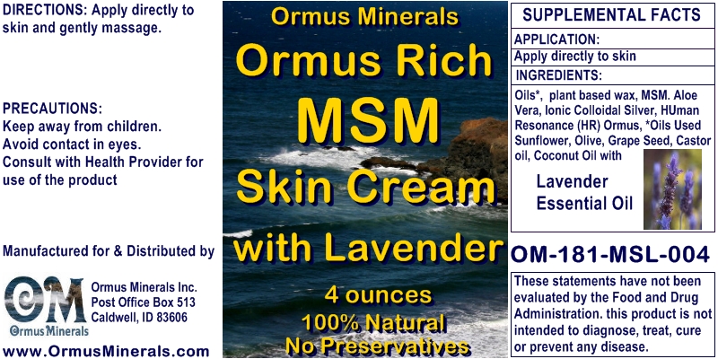 Ormus Minerals Ormus Rich MSM Skin Cream with Lavender